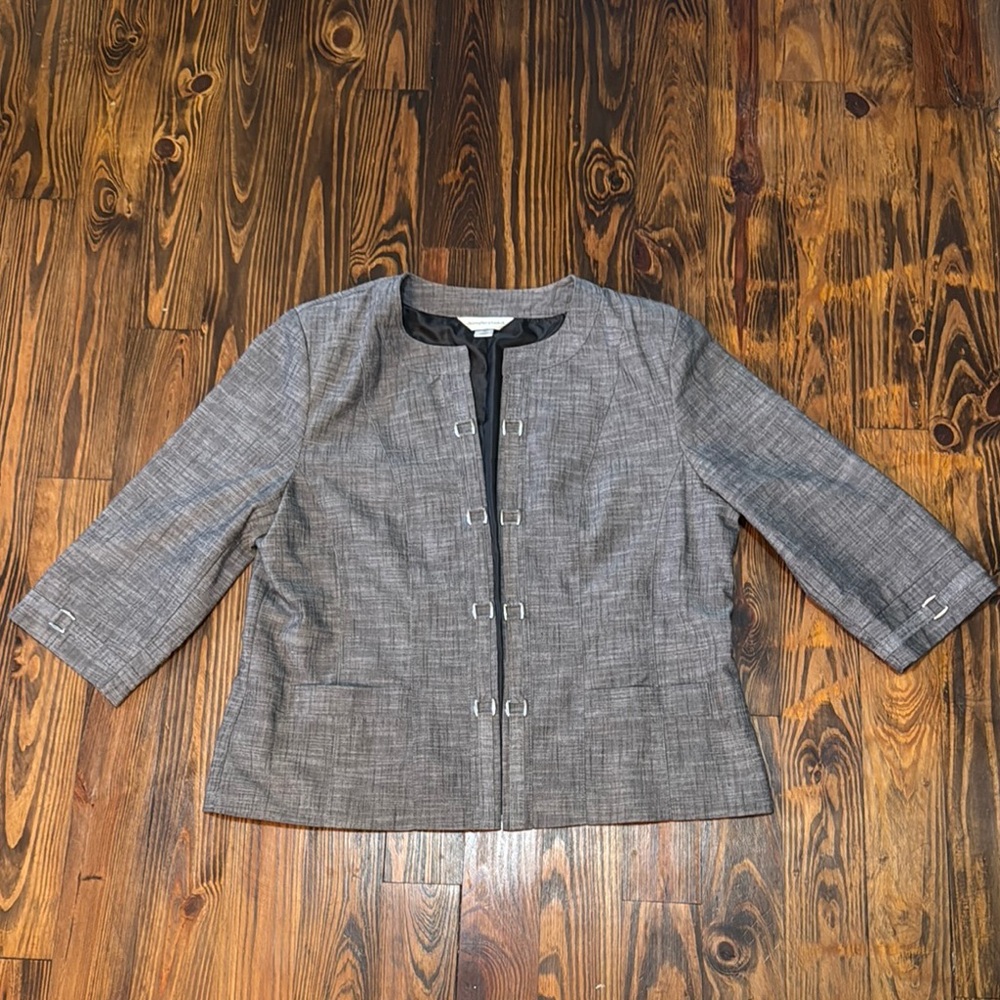 Christopher & Banks Gray Open Blazer with 3/4 Cuffs